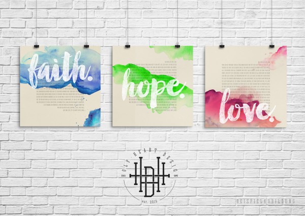 Glaube – Hoffnung – Liebe [Poster-Set bunt] | HOLY HEART – one message store