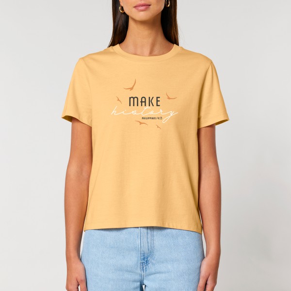 Girlie-Shirt Make history (gelb-orange)